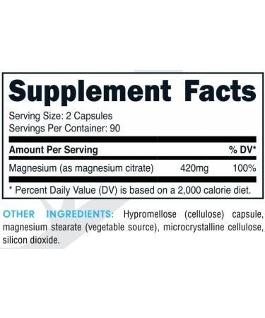 Bucked Up Magnesium Citrate 180 Capsules - 420mg Per Serving, Essentials Supplement (90 Servings) - Buy Online on GoSupps.com