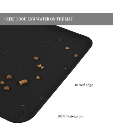 Reopet Silicone Feed Mats for Pets - Waterproof Dog & Cat Mats with Elevated Edges - 60x40 cm (1-Pack) - Coal Black - Buy Online on GoSupps.com