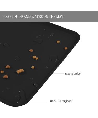 Reopet Waterproof Silicone Pet Feed Mats - Elevated Edges for Dogs & Cats 87x57cm (1-Pack) Coal Black - Buy Online on GoSupps.com