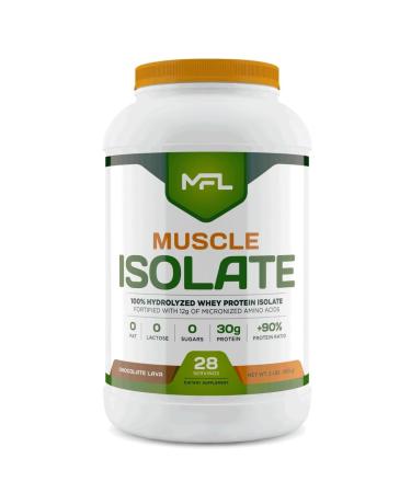 MFL 100% Pure Isolate Protein 2 lbs l 30g of Protein l 12g Amino Acids l Keto Friendly l Low Carbs | 28 Servings (Chocolate Lava) Chocolate Lava 2 Pound (Pack of 1)