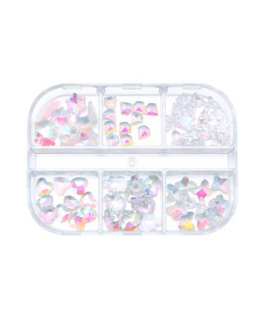 6 Grids Manicure Jewelry Accessories Winter Diamond 3D Nails Rhinestones Aurora Crystal Snowflakes Resin(B)