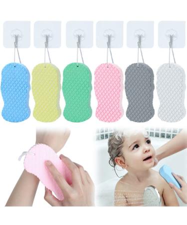 6 PCS Exfoliating Bath Sponge  Ultra Soft Bath Body Shower Sponge  Super Soft Body Exfoliating Bath Sponge with 6 Sticky Hooks for Adults Children and Pregnant Women