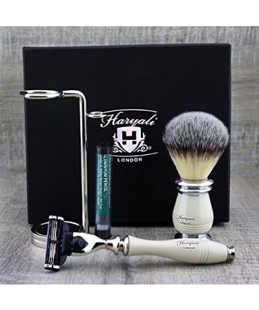 Classic Ivory 3-Part Shaving Set for Men | Synthetic Brush & Mach 3 Razors | Perfect Gift - Buy Online on GoSupps.com