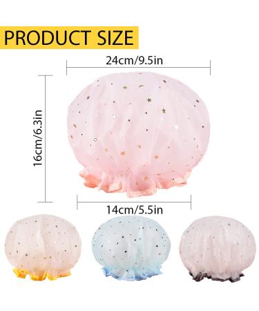 4 Colors Cute Washable Shower Caps for Girls and Women - Reusable, Waterproof, Double Layer Hat for Comfortable Hair Spa and Travel Use - Buy Online on GoSupps.com