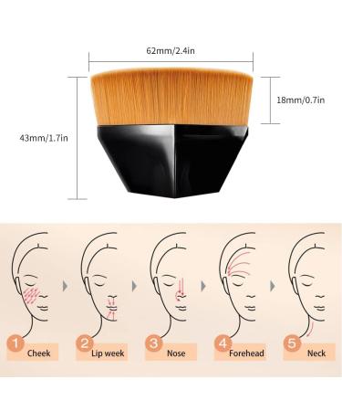 Velour Triangle Powder Puff & Kabuki Brush Set for Flawless Face Makeup | Black+White - Buy Online on GoSupps.com