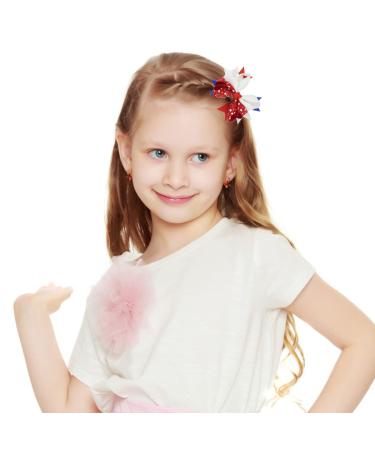Patriotic 4th of July Bow Hair Clips - American Flag Barrette for Women and Girls - Independence Day Hair Accessories Set of 3 - Buy Online on GoSupps.com