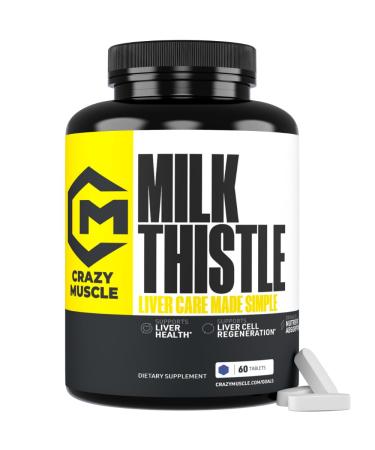 Crazy Muscle Milk Thistle Matrix Standardized Milk Thistle Supplement for Liver Function Health & Detox Cleansing Formula for Metabolism Supports Healthy Diet 60 Servings Pills