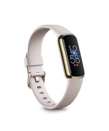 Fitbit Luxe Fitness and Wellness Tracker with Stress Management, Sleep Tracking and 24/7 Heart Rate, One Size S L Bands Included, Lunar White/Soft Gold Stainless Steel, 1 Count