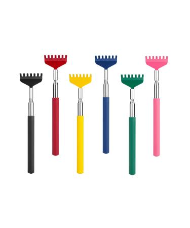 Marvolia 6 Pack Back Scratchers Telescoping Metal Back Scratcher for Adults with Odorless TPR Rubber Grip - Multi-Colored