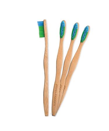 Woobamboo Bamboo Toothbrush 4 Pack - Adult - Soft BPA Free Nylon Bristles - Biodegradable Compostable Vegan