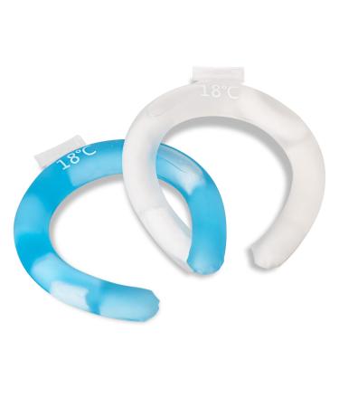 AOONEG Neck Cooler Neck Cooling Tube Wearable Cooling Neck Wraps Ice Gel Neck Cooler  Reusable Neck Cooler for Summer Heat Relief for Hot Flashes (Blue+White  2) Blue+White 2.0