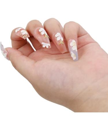 Woration Flower Self-Adhesive Nail Art Sticker Supplies 5D Embossed Exquisite Pattern Acrylic DIY Accessories Nail Decals Decoration White Camellia Flower Design Style C - Buy Online on GoSupps.com