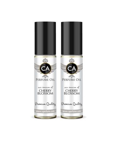 CA Perfume Impression of Emra Cherry Blossom For Women & Men Replica Fragrance Body Oil Dupes Alcohol-Free Essential Aromatherapy Sample Travel Size Concentrated Long Lasting Roll-On 0.3 Fl Oz-X2