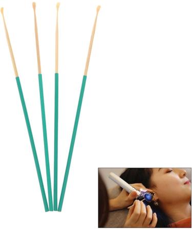 SSWERWEQ Ear wax removal tool Wooden Ear Cleaner Spoon Anti-Skid Green Rubber Handle Earpick Earwax Removal With Soft Silicone Cover Head Ear Care - Buy Online on GoSupps.com