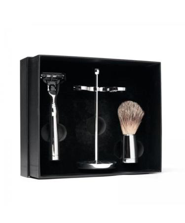 Benjamin Barber Classic 3-Piece Shaving Set - Stylish Chrome Razor & Durable Stainless Steel | Premium Quality Shaving Gear - Buy Online on GoSupps.com