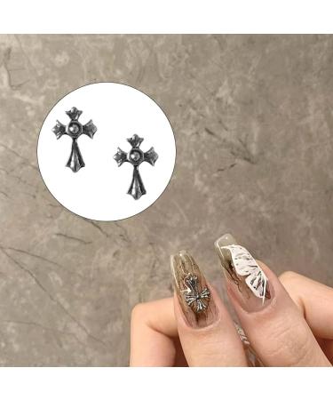 WakiHong 60 Pcs Chrome Hearts Cross Nail Charms - Silver 3D Metal Cross for Manicure Art & DIY Accessories - Buy Online on GoSupps.com