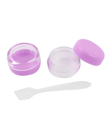 Ruilogod 2 x Light Purple Cover Plastic Empty Cream Cosmetic Jar w Spoon