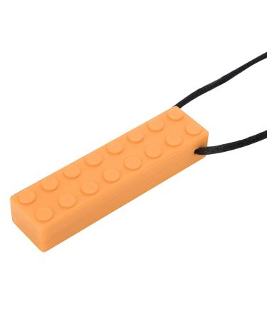 Baby Teether Silicone Building Blocks Baby Teether Chew Pendant Necklace Teething Stick Baby Chew Pendant Silicone Chew Pendant (Orange)