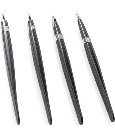 VENOAL Set of 4 tweezers for DIY eyebrows anti-static stainless steel tweezers beauty tool black - Buy Online on GoSupps.com