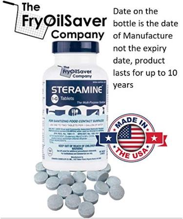 Steramine Quaternary Sanitizing Tablets (4 Pack) - Food Contact Surface Sanitizer | FryOilSaver Co Kit with 1 Test Kit of 15 QT-10 Test Strips - Buy Online on GoSupps.com