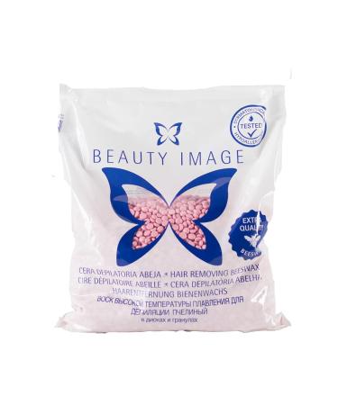 Beauty Image Professional warm wax pearls with beeswax and titanium dioxide - pain -free warm -wax -reduction - wax for hair removal without stripes.Elastic Spanish wax - pink 1 kg