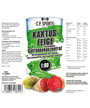 C.P.Sports Sugar-Free Beverage Syrup - Cactus Fig Mineral Drink Concentrate (2L + 2 Pump Donor) | Vitamins & Sports Hydration Mix - Buy Online on GoSupps.com