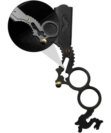 Minkissy Manual Hair Razor Holder - Double Ring Flaps Rustproof Steel Shearing Shaver for Hairdressers - Small Straight Handle Razor Blade Holder - Buy Online on GoSupps.com