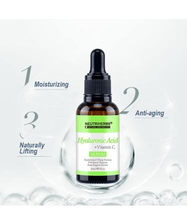 Neutriherbs Hyaluronic Acid Serum - Lightweight Hydrating Facial Serum for Oily & Acne-Prone Skin (30ml) - Rapidly Moisturizes & Revitalizes Dehydrated Skin - Buy Online on GoSupps.com