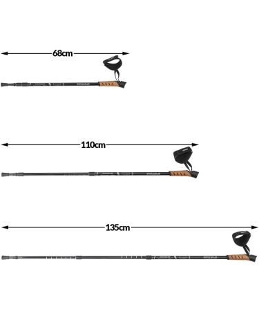 Buy Sportana Adjustable Nordic Walking Sticks - 68-135 cm Anti-Shock Telescopic 5 Attachments - Ideal Hiking & Trekking Sticks - Gray Free International Shipping - Buy Online on GoSupps.com