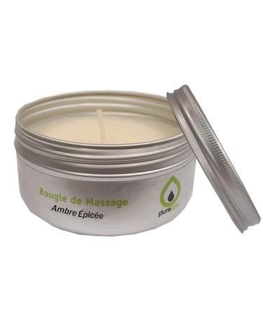 Purespa Scented Natural Massage Candle - 100% sensual and relaxing (Spicy Amber 80 gr)