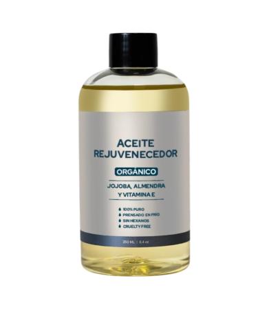 Rejuvenating Oil Cold Pressed 100% Pure and Certified Organic Hexane-Free Paraben-Free Fragrance-Free Jojoba Oil Almond Oil and Vitamin E Hydrates and Repairs Skin - 8.44 oz 8.44 Ounce / 250 ml