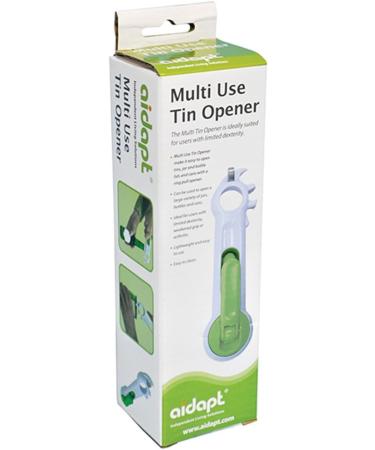 Aidapt Plastic Multi-Use Tin Opener - Easy Grip Kitchen Tool for Limited Dexterity. Open Tins, Jars, and Bottles with Ease - White/Green - Buy Online on GoSupps.com