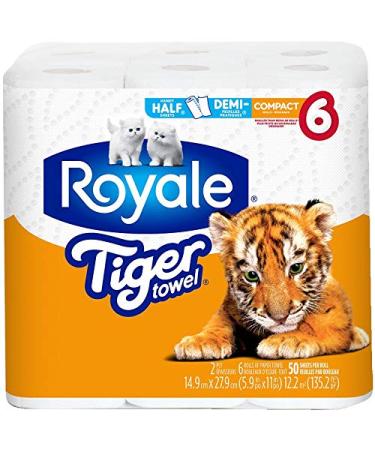 6 Rolls 50 Sheet 2 Ply Tiger Paper Towels