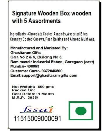 Jaiccha Ghasitaram Signature Wooden Box Wooden with 5 Assortments Variation|Gift for Diwali Gifts Holi Rakhi Valentine Christmas Birthday Anniversary Her Him| - Buy Online on GoSupps.com