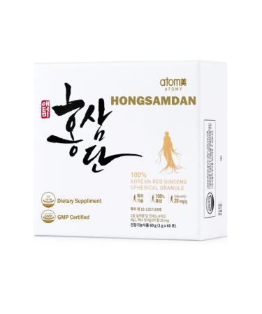 Korean Red Ginseng Spherical Granule 1g x 60 Sticks (2boxes of 30) - Hongsamdan Meticulously Crafted 100% Red Ginseng Spherical Grains