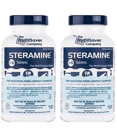 2 x Steramine Sanitizing Tablets - 300 Tablets for Food Contact Surfaces - Kills E-Coli, HIV, Listeria - 1-G, Blue, Pack of 2 - Buy Online on GoSupps.com