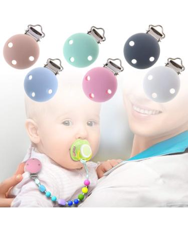 Schnuller Clip Set - 1 Piece Silicone & Metal Pacifier Chain for Babies | Light Blue Dummy Holder (3x4.5cm) - International Shipping Available - Buy Online on GoSupps.com