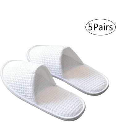 5 Pairs Disposable Slippers White Non-Slip Closed Toe Slippers Shoes Comfortable Waffle Adult Slippers for Spa Guest Travel Hotel Nail Salon One Size White - Buy Online on GoSupps.com
