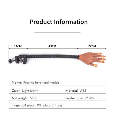 Flexible Nail Training Hand with 100 PCS Fake Nail Tips - Practice Acrylic Nails | Manicure DIY Tool - Buy Online on GoSupps.com