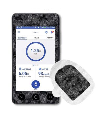 Diasticker | Omnipod Dash Sticker/Sticker with Podsticker - Black Circles