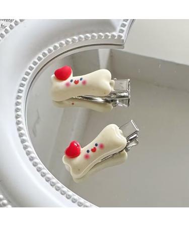 hgnxa Cute Heart&Bone Shape Hairpins Hot Girls Duckbill Hair Clip Spring Hair Clip for Woman Ponytail Side Hair Clip Beige - Buy Online on GoSupps.com