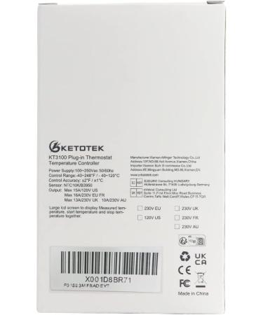 Ketotek Digital Thermostat Temperature Controller 16A | Waterproof Sensor for Brewing Aquariums & Greenhouses | KT3100 - Buy Online on GoSupps.com
