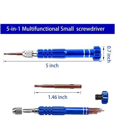 tesrgre 5 in 1 Mini Screwdriver Glasses Screwdriver Glasses Repair Kit Magnetic Screwdriver Set for Watches Blue - Buy Online on GoSupps.com