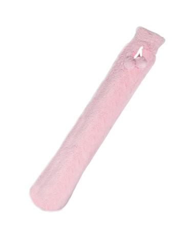 RiyaNed Long Hot Water Bottle 2L Natural Rubber Soft Fluffy Hot Water Bottle with Cover Can Keep Warmer Heat Therapy&Wrap Around Neck Personalised Cute Hot Water Bottle for Childrens Mens Women (Pink)