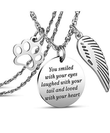 JanToDec Jewelry Pet Memorial Necklace Loss of Pet Memory Gift Dog Cat Loss Pendent Necklace, You Smiled with Your Eyes, Laughed with Your Tail, and Loved with Your Heart
