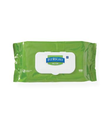 FitRight Aloe Pre-Moistened Personal Hygiene Wipes Size 8"x12" 1 pack (includes 100 wipes)