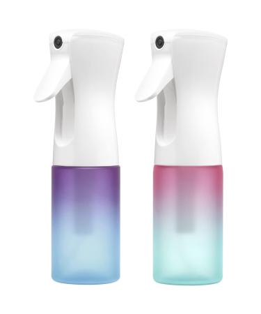 ZIBARBER Water Mister – Fine Mist Continuous Spray Bottle for Hairstyling, Cleaning Solutions, Plants and Skin Care - 6.76 fl oz - pack of 2 gradient color
