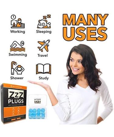 ZZZ-Plugs Silicone Earplugs - 6 Pair Value Pack for Sleeping, Swimming, Travel - Moldable Noise Cancelling Ear Plugs for Snoring, Studying, Concerts - Buy Online on GoSupps.com