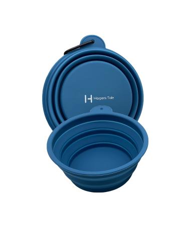 Harpers Tale Large 1000ml Collapsible Travel Dog Food and Water Bowl Food Grade Silicone Integrated Mold No Plastic Rim Snap Hook BPA Free 1 x Large (1000ml)
