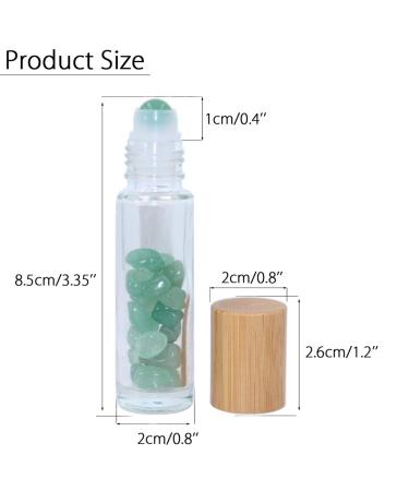 10 Pack 10ml Clear Glass Roller Bottles with Gemstone Roller Balls and Bamboo Lid - Healing Crystal Chips Inside - Buy Online on GoSupps.com